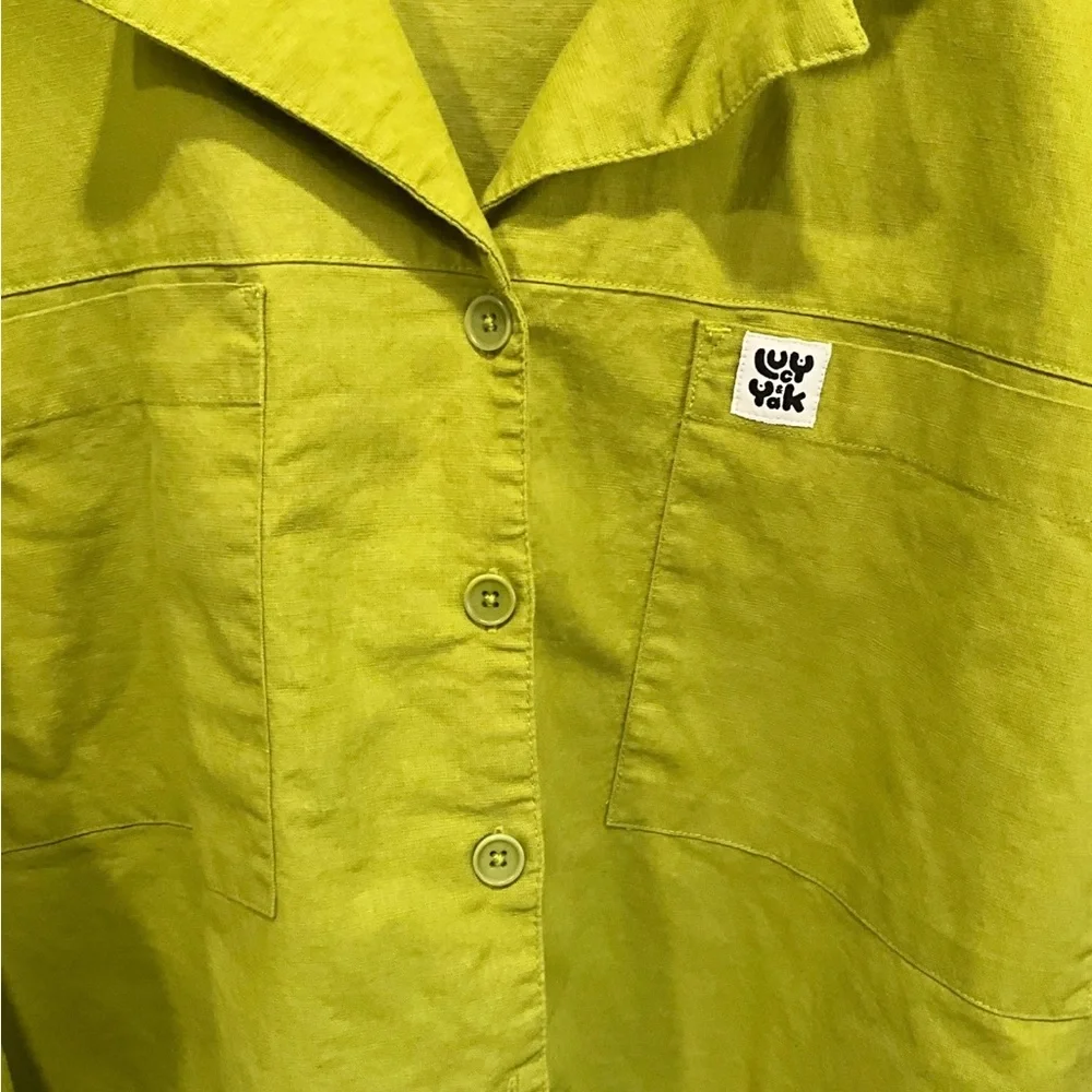 Lucy & Yak Lime Green Wide Leg Alfie Shirt and Freddie Trousers Set XL - Picture 5 of 10